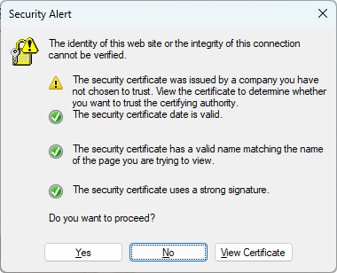 SSL 证书不受信任警告